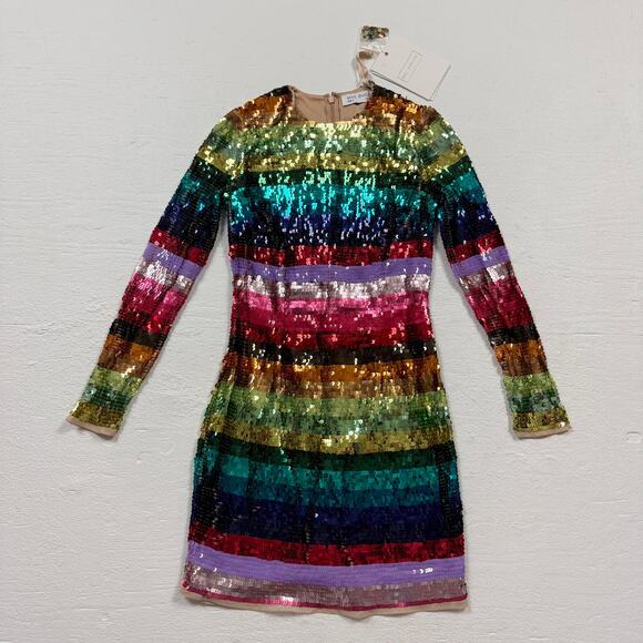 Mac Duggal Dresses & Skirts - Mac Duggal Rainbow Sequin Long Sleeve Mini Dress, Size 0
